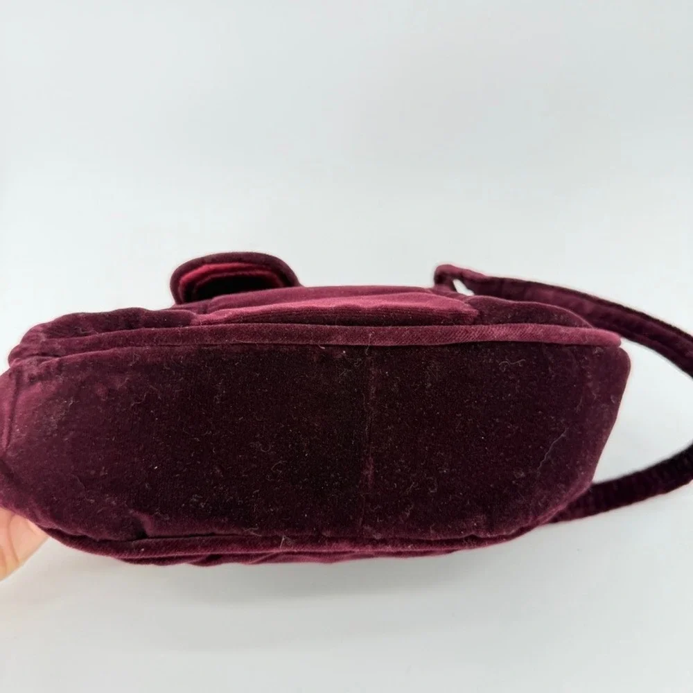 Carpetbags of American Velvet Shoulder‎ Bag Burgundy Evening Boho Gold Accent
